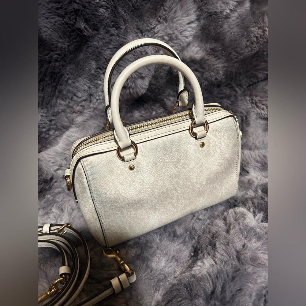 Coach white mini Rowan  bag w crossbody strap  #satchel #luxury - Picture 3 of 9